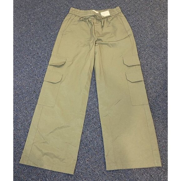 NWT Abercrombie Fitch Jen Reed Wide Leg Cargo Pants Olive Green XS Short New - Picture 1 of 7